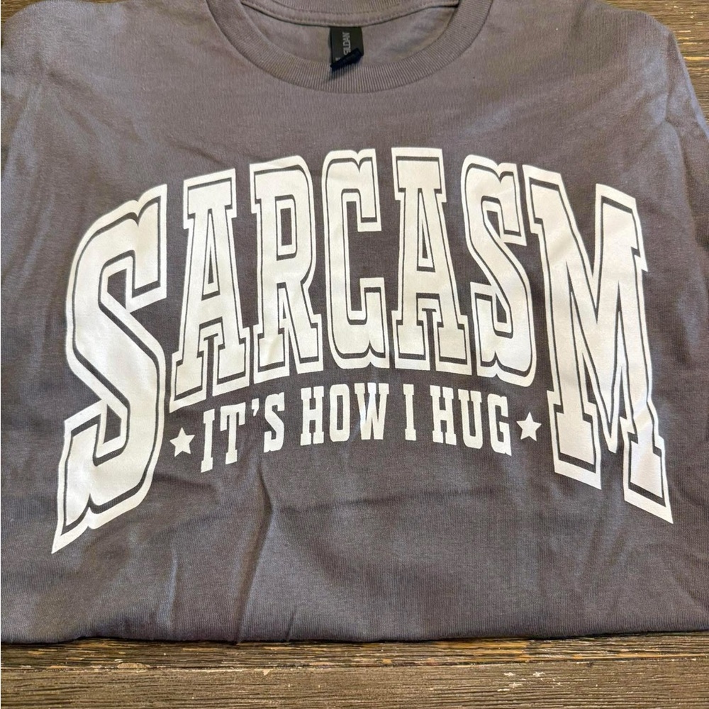 Gray Graphic Tee with Sarcasm Print